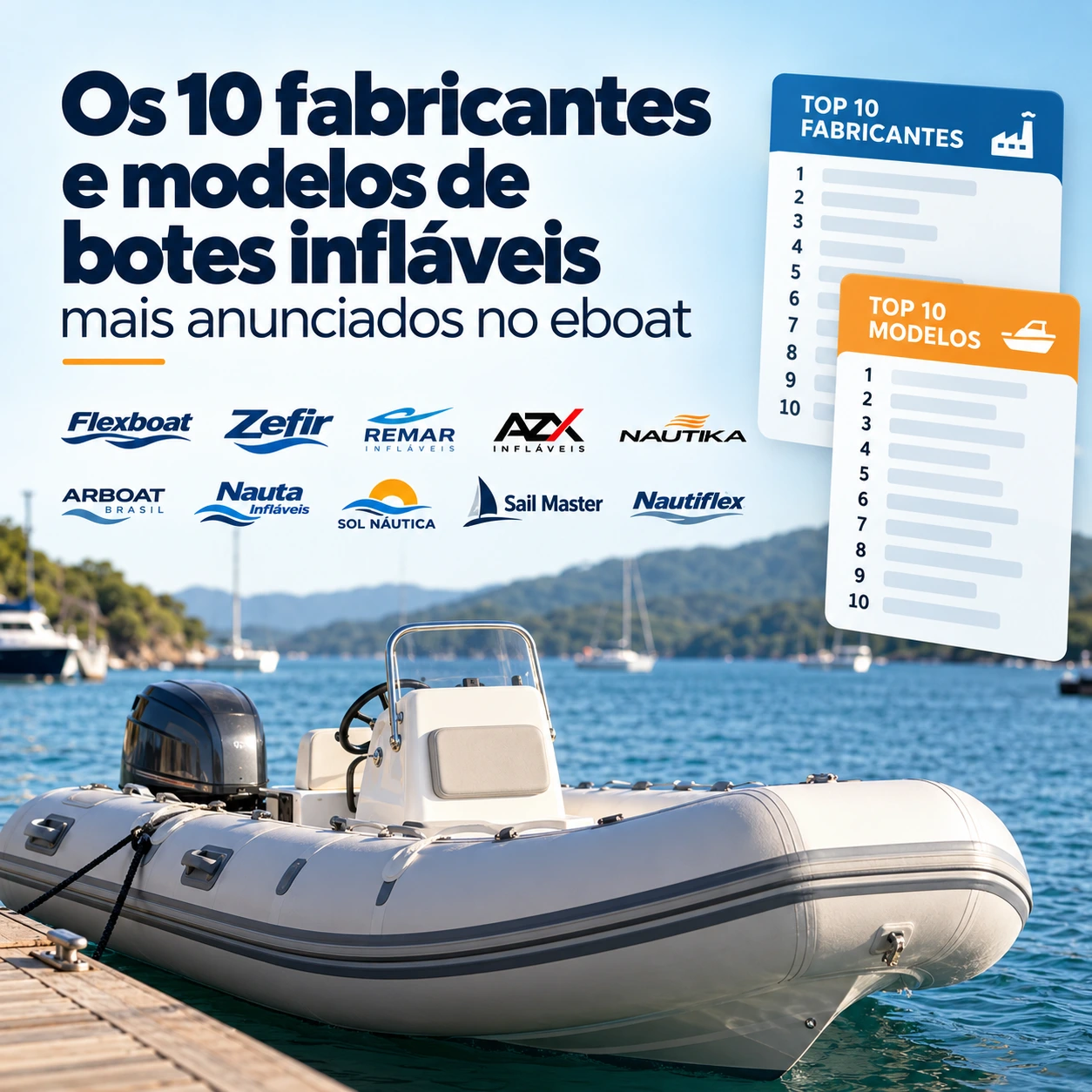 Clique para ver: Os 10 fabricantes e modelos de botes infláveis mais anunciados no eboat Os 10 fabricantes e modelos de botes infláveis mais anunciados no eboat