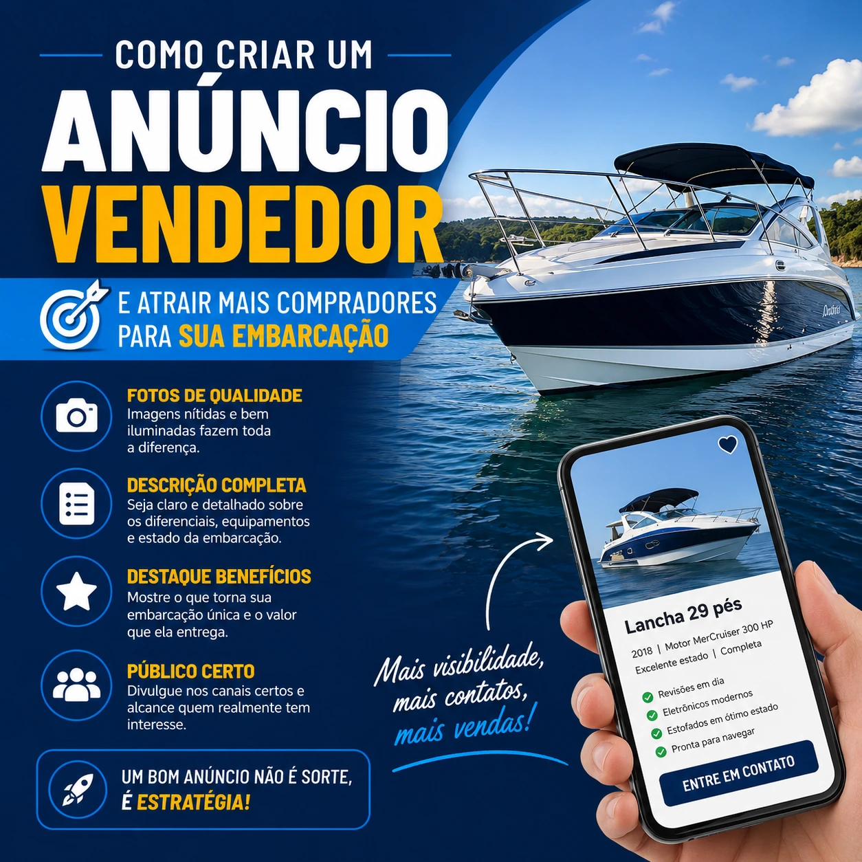 Clique para ver: Como Criar um Anúncio Vendedor e Atrair Mais Compradores para Sua Embarcação Como Criar um Anúncio Vendedor e Atrair Mais Compradores para Sua Embarcação