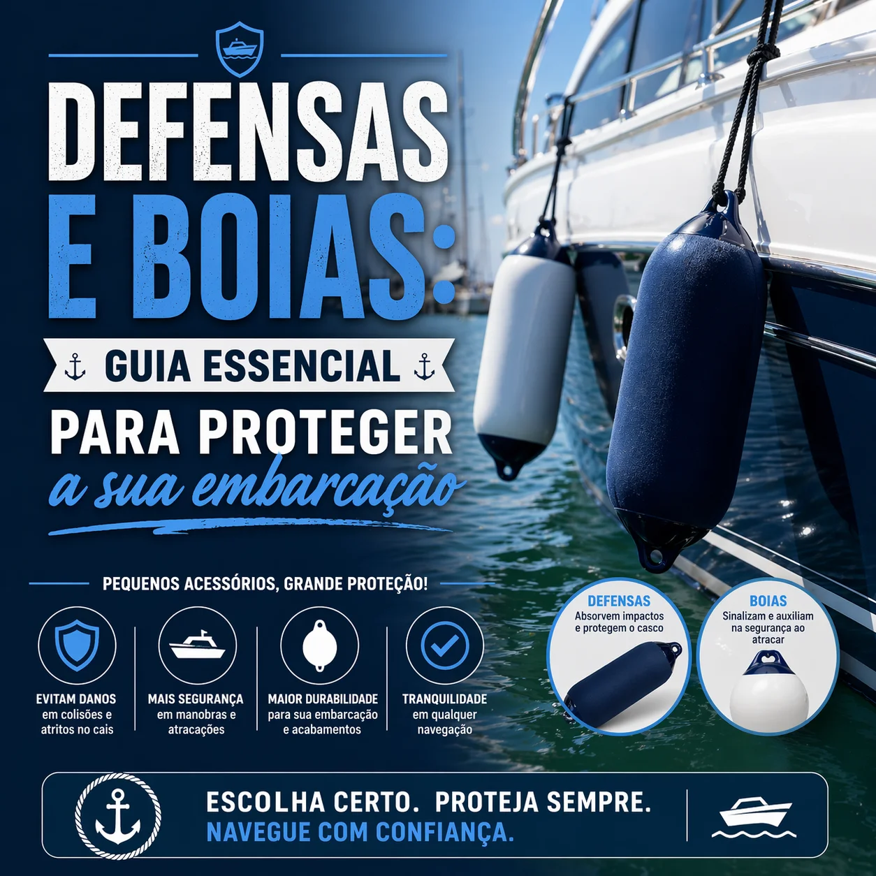 Defensas e boias: guia essencial para proteger a sua embarcação