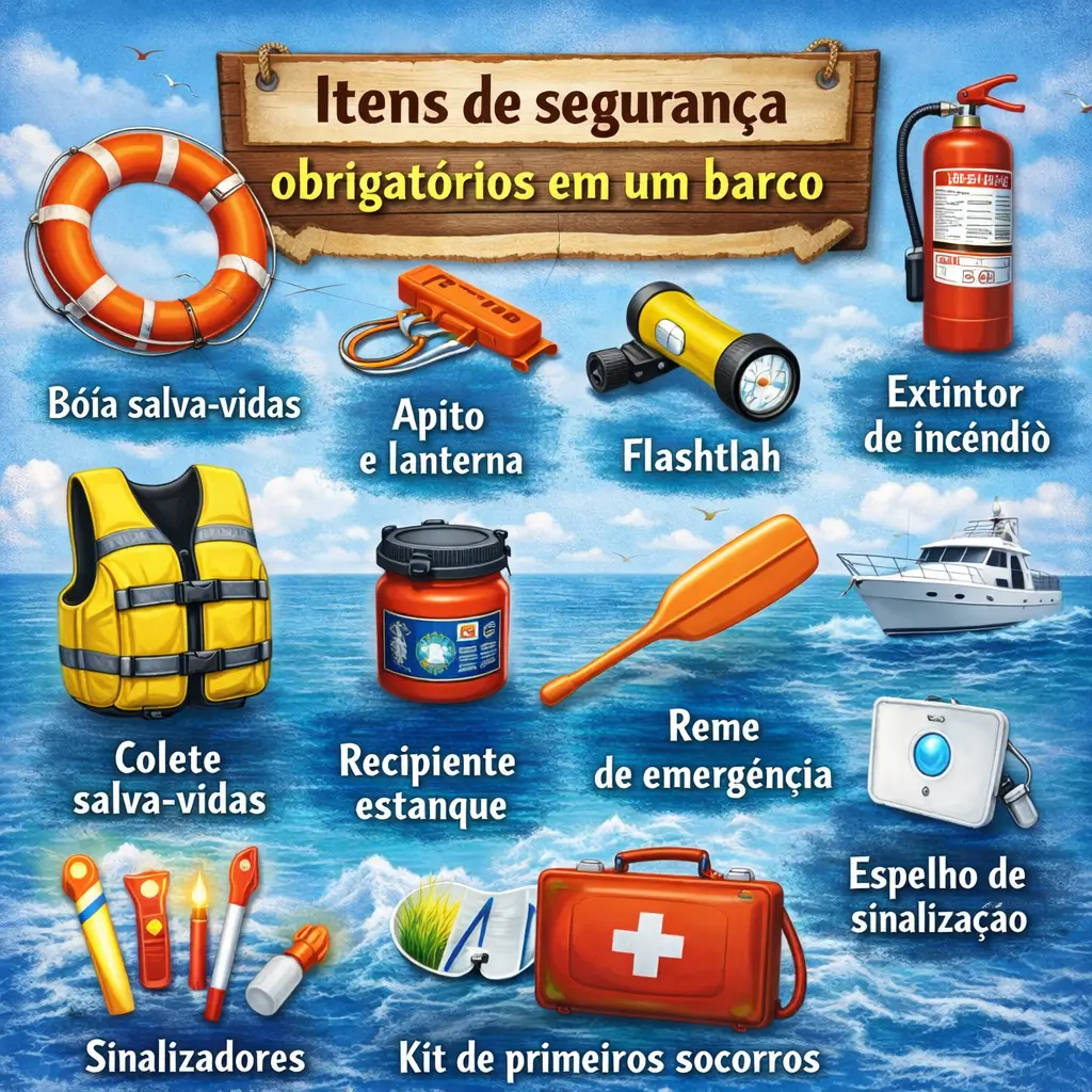 Itens de segurança obrigatórios em um barco