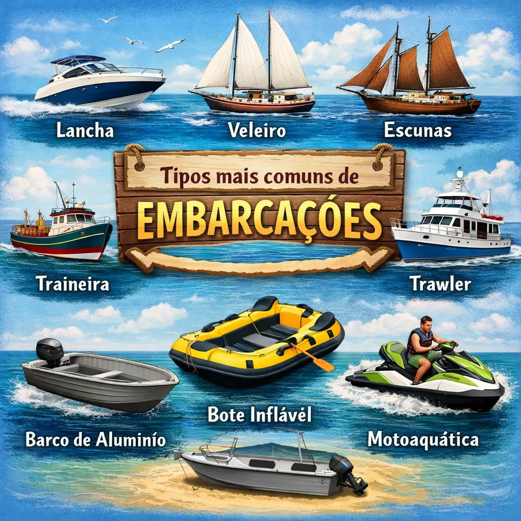 Clique para ver: Tipos mais comuns de embarcações Tipos mais comuns de embarcações
