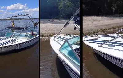 Lancha Esquimar 18 pés em fibra c/ reversor