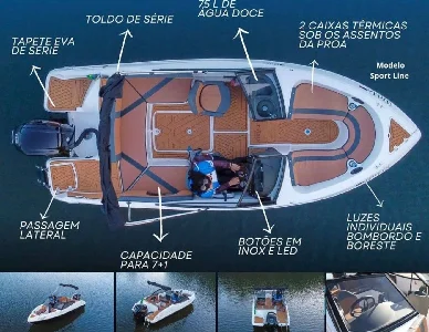 Lancha 19 pés 100hp